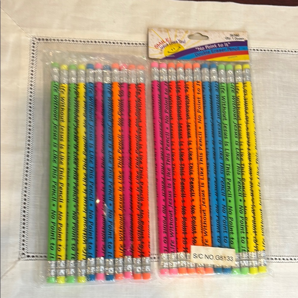 Vintage Religious Novelty Double Eraser Pencils “No Point to it”